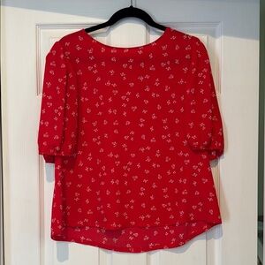 Elodie Red Blouse with White Floral Print